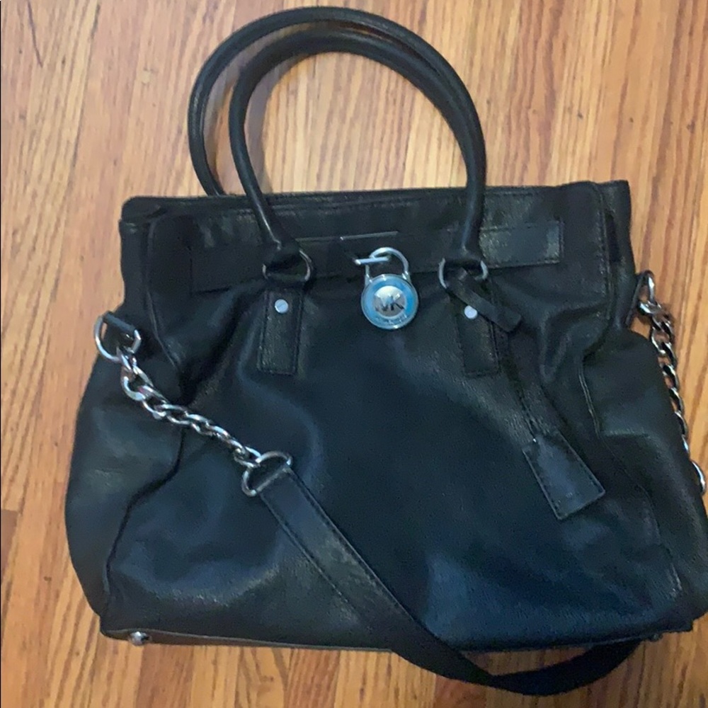 michael kors large hamilton black soft leather